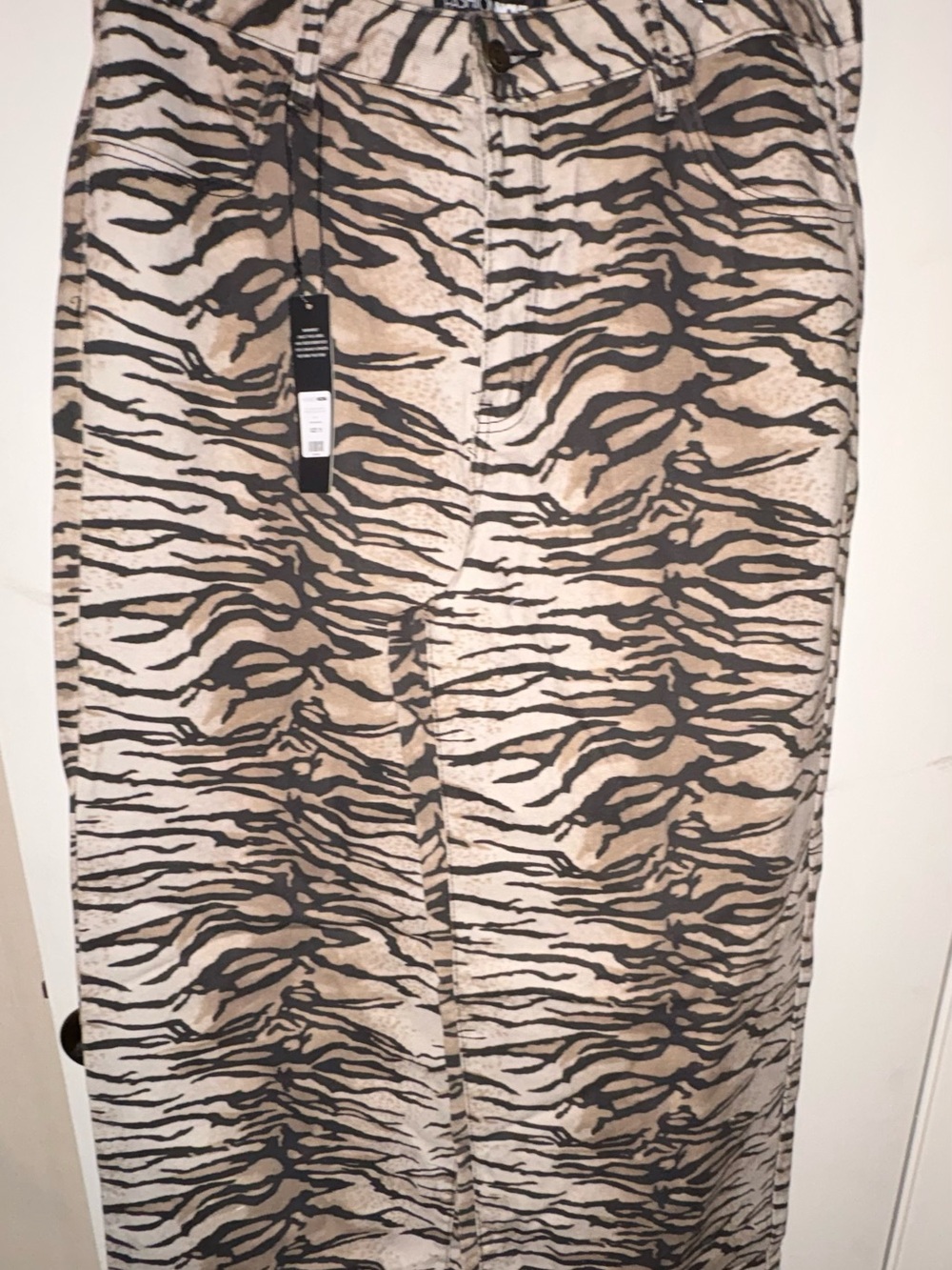 Fashion Nova Beige and Black Zebra Print Maxi Skirt
